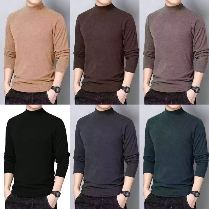 เสื้อกันหนาวแขนยาว คอเต่า ผ้ากํามะหยี่ แบบหนา ให้ความอบอุ่น แฟชั่นฤดูใบไม้ร่วง และฤดูหนาว สําหรับผู้ชาย