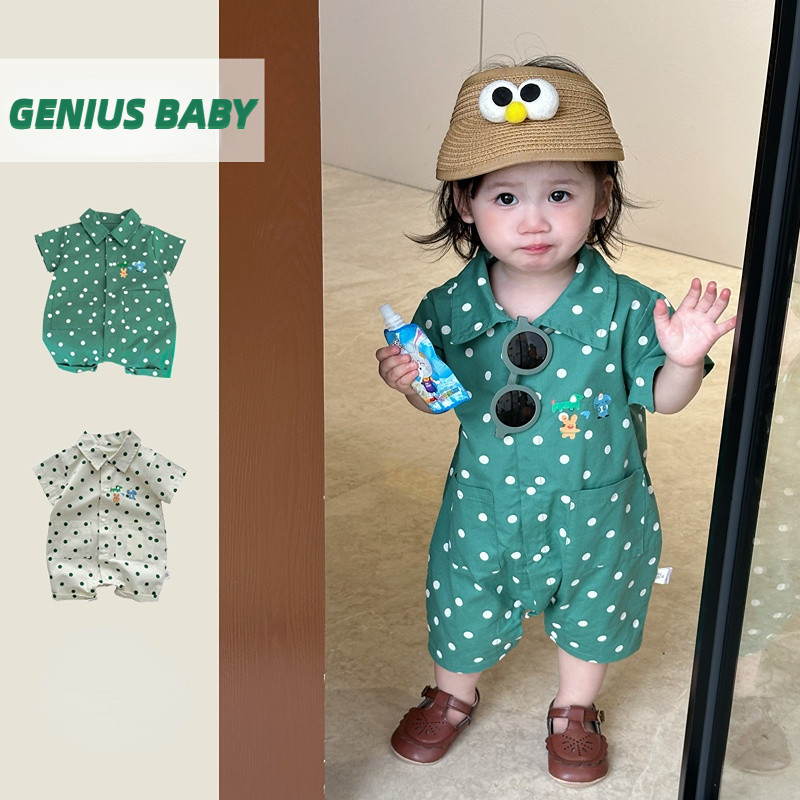 ฤดูร้อนใหม่เสื้อผ้าเด็กเด็กผู้หญิงเด็กแขนสั้น Onesie 0-24 เดือนเด็ก Polka Dot หล่อ Romper สไตล์เกาหลี Outing เสื้อผ้า