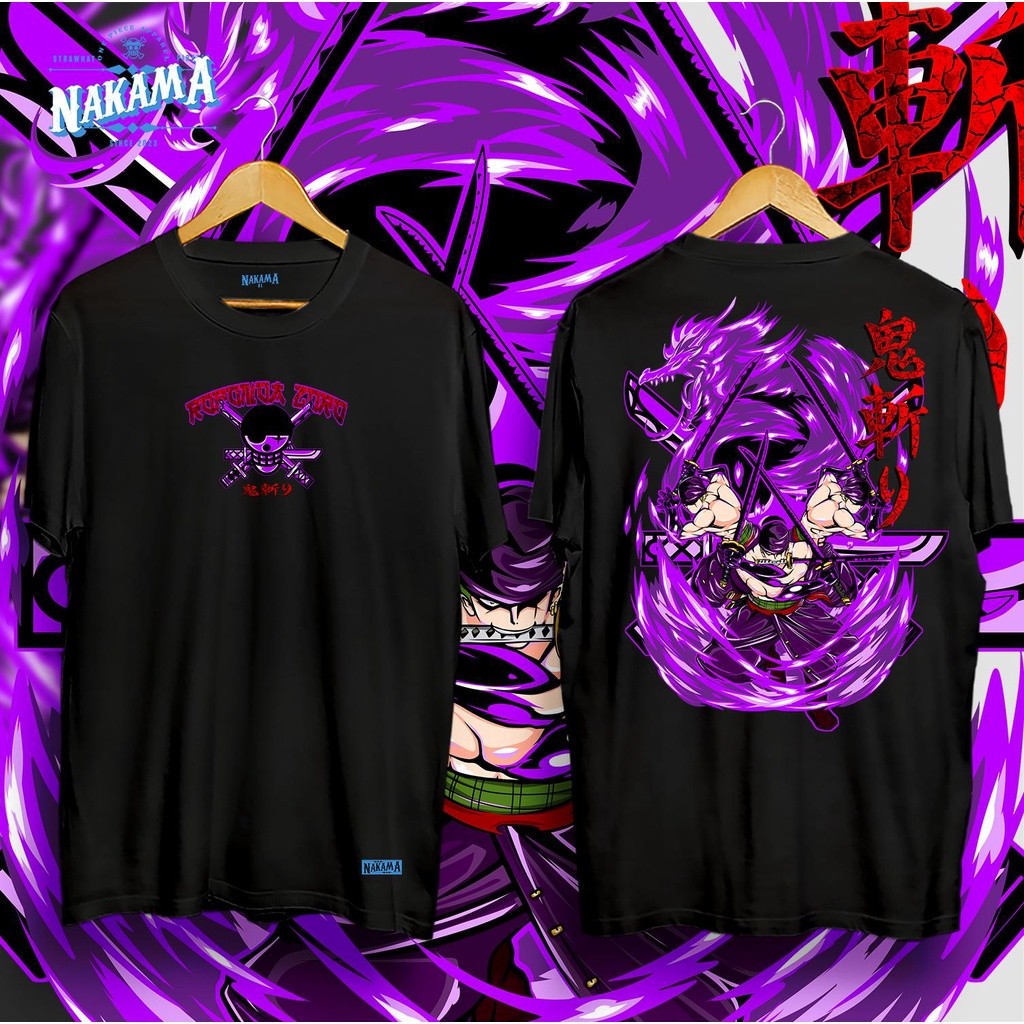 เสื้อผ้า NAKAMA ONEPIECE ZORO ENMA AWAKENING GRAPHIC COTTON TSHIRT สําหรับผู้ชายและผู้หญิง