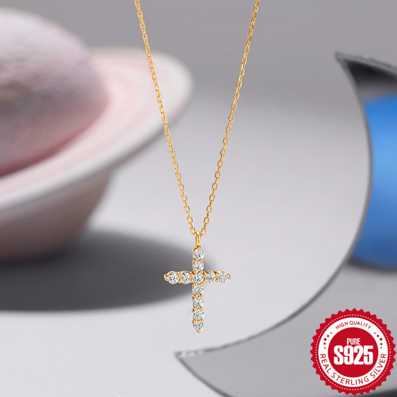 Venorix สร้อยคอเงินแท้ [real Sterling Silver S925] โซ่กระดูกไหปลาร้าไขว้ชุบ14K