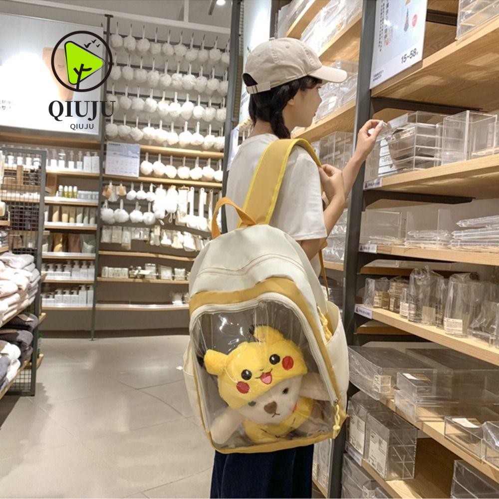 กระเป๋านักเรียน PVC QIJU, กระเป๋าเป้สะพายหลังตุ๊กตากระเป๋า PVC สไตล์ญี่ปุ่น, กระเป๋าเป้สะพายหลังลําลองแบบใส