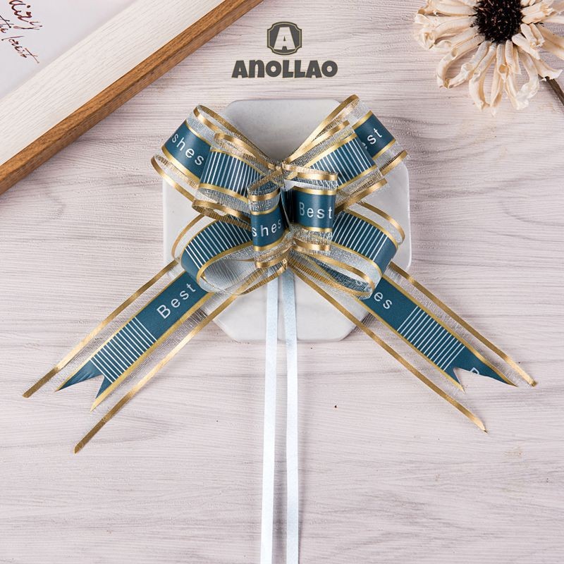 ริบบิ้นโบว์ ริบบิ้นผ้าไหม แบบดึง ลายดอกไม้ สําหรับตกแต่งงานแต่งงาน งานวันเกิด วันวาเลนไทน์ ✨Anollao - รูปที่ 3