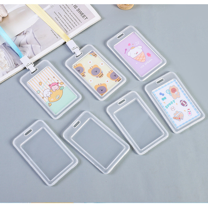 ที่ใส่บัตรใสสองด้านที่ใส่บัตรที่มีสายคล้องสำหรับนักเรียนที่ใส่บัตรที่มีเชือกเส้นเล็กที่ใส่บัตรลายการ์ตูนกันน้ำ - รูปที่ 5