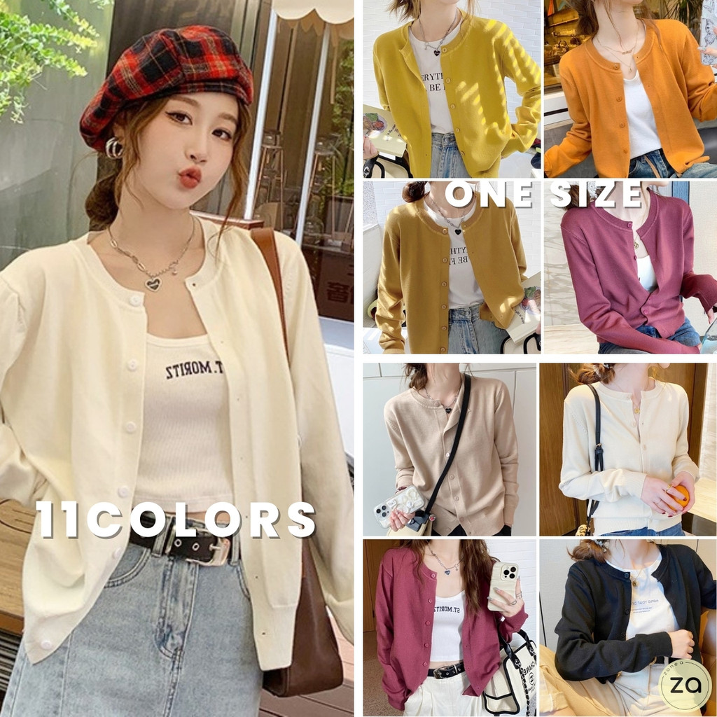 HOT SALE เสื้อคาร์ดิแกน รุ่น 11 สี คอกลมกระดุมหน้า ผ้านุ่มสบาย ใส่ได้ทุกฤดู
