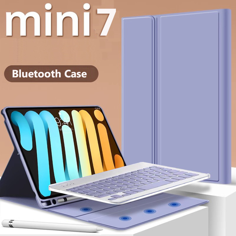 เคสคีย์บอร์ดสําหรับipad Mini 2024 Mini 7 8.3 "A17 Pro 7th Gen Mini6 2021 Mini5 4 Mini3 2 1 เคสหนังPUสร้างขึ้นในดินสอสล็อต