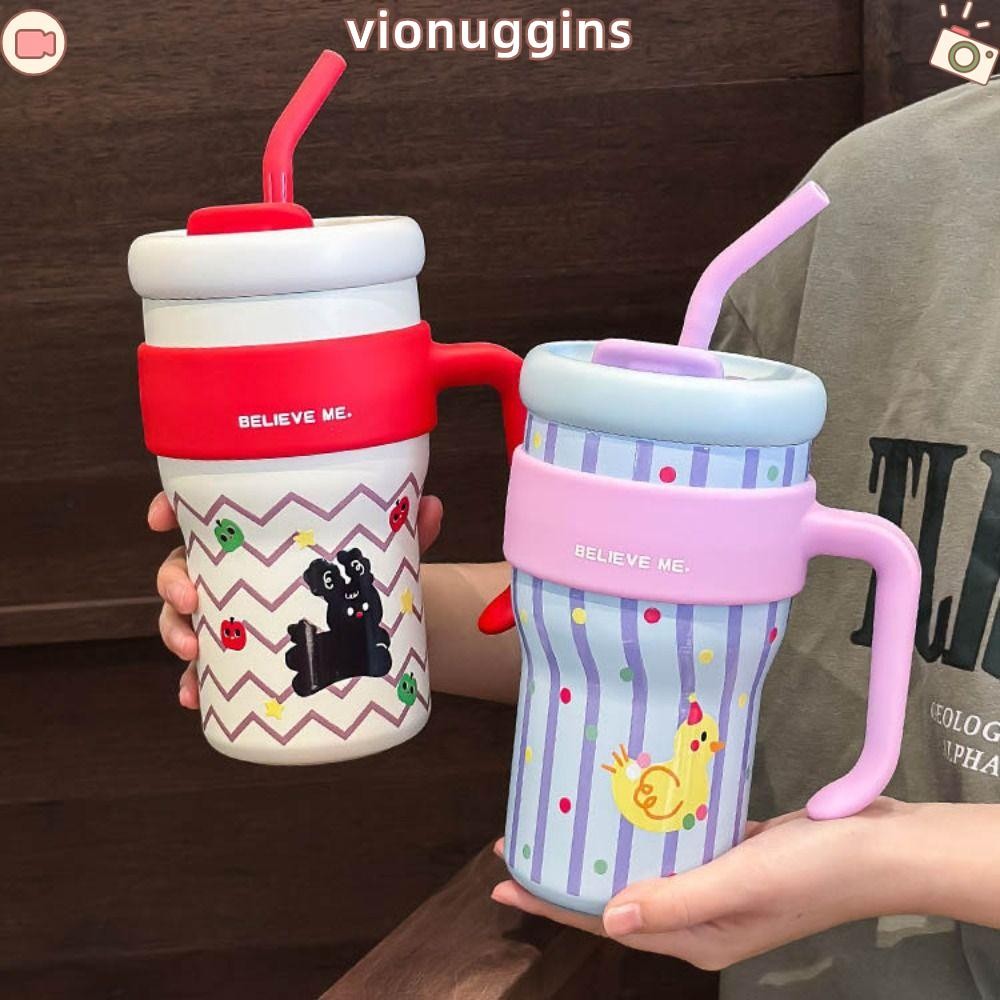 ถ้วยสูญญากาศ VIONUGGINS ถ้วยฉนวนสแตนเลส 800ML 316 ทนทานพร้อมฝาปิดจับฟางขวดน้ําเก็บความร้อนพนักงานออฟฟิศ
