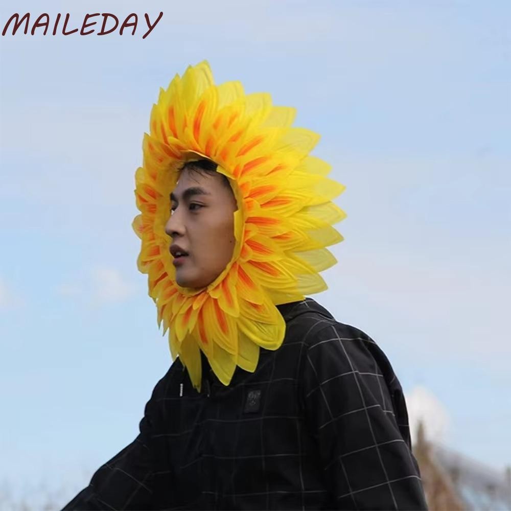 Maile Performance Props, สีเหลือง 42 ซม.หมวกดอกทานตะวัน,น้ําหนักเบาตลกหมวกดอกทานตะวันสําหรับ Dance Party เทศกาลเกมเด็กวัยรุ่นผู้ใหญ่