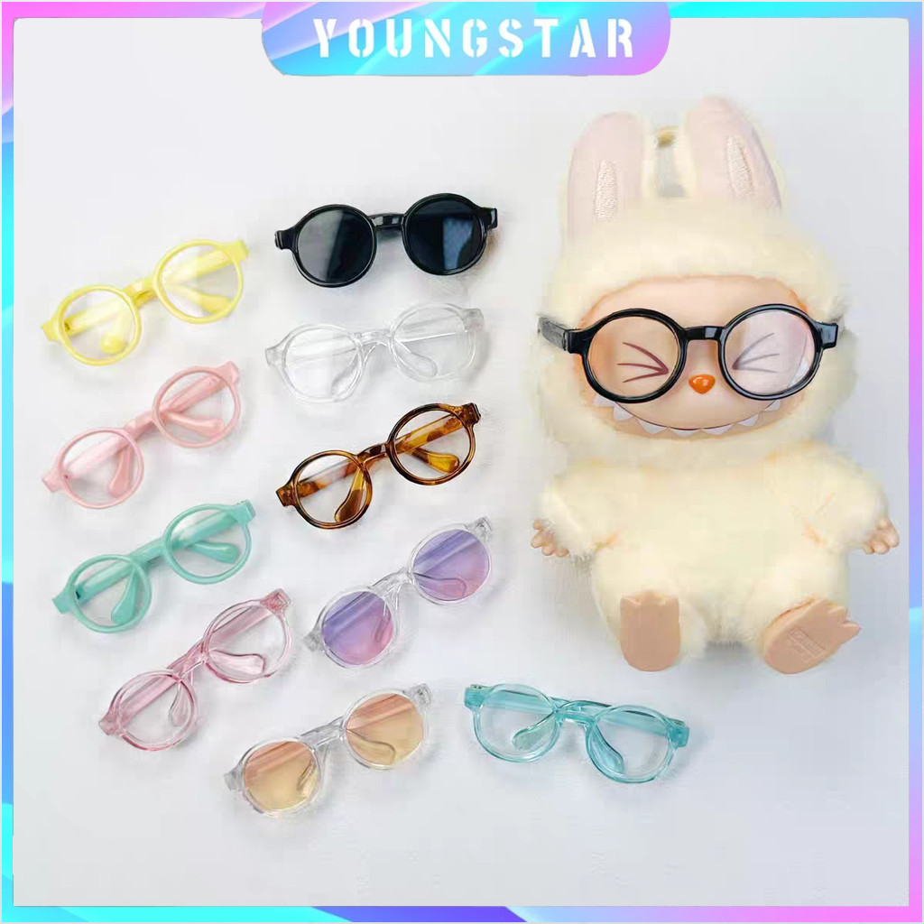 FYG แว่นตา Labububu สําหรับ 15 ซม. Labubu Stylish อุปกรณ์เสริมโปร่งใส Candy แว่นตาแว่นตากันแดดสี Labubu Ropa