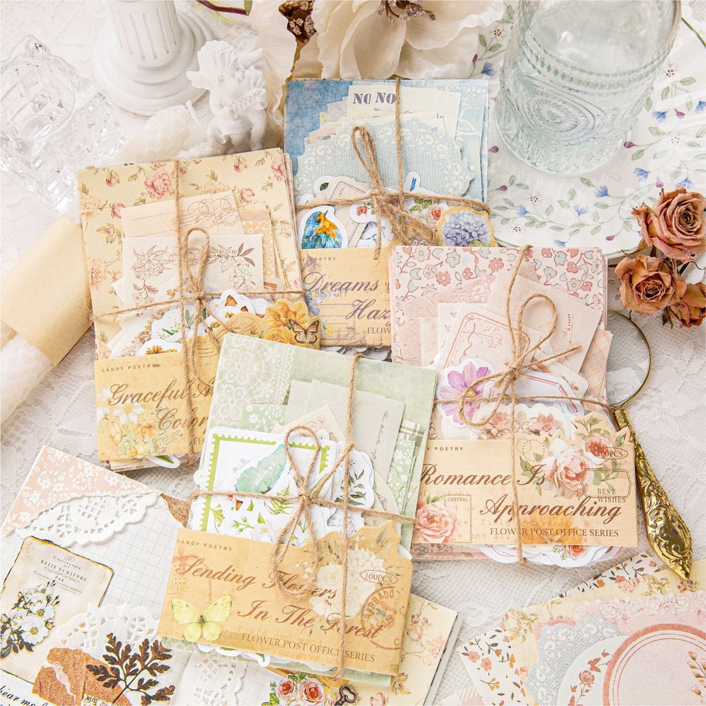 100 ชิ้นสมุดภาพกระดาษ Flora Theme Scrapbooking กระดาษสําหรับงานฝีมือ Vintage Junk Journal อุปกรณ์ Nautral ตกแต่งเศษกระดาษแผ่นวัสดุหลากหลาย Collage Design