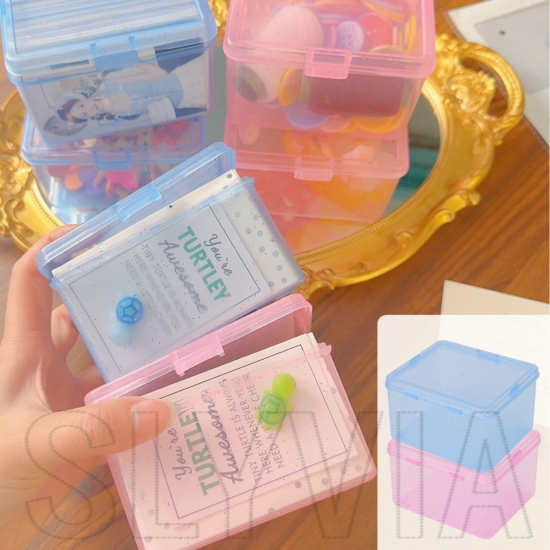 Flip Storage Caes - Home Desktop Stationery Organizer - ที่วางคอนเทนเนอร์สําหรับ Idol Photo Card, DIY สติกเกอร์ - แบบพกพา, โปร่งแสง, อเนกประสงค์ - สินค้าขนาดเล็กกล่องคอลเลกชัน