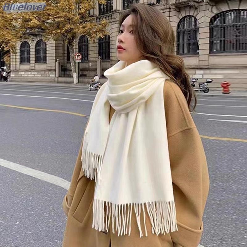Bluelover ฤดูใบไม้ร่วงและฤดูหนาวใหม่ผ้าพันคอแคชเมียร์เลียนแบบสีทึบหนาอบอุ่นแฟชั่นอเนกประสงค์ sel ผ้าคลุมไหล่ระดับไฮเอนด์ใหม่