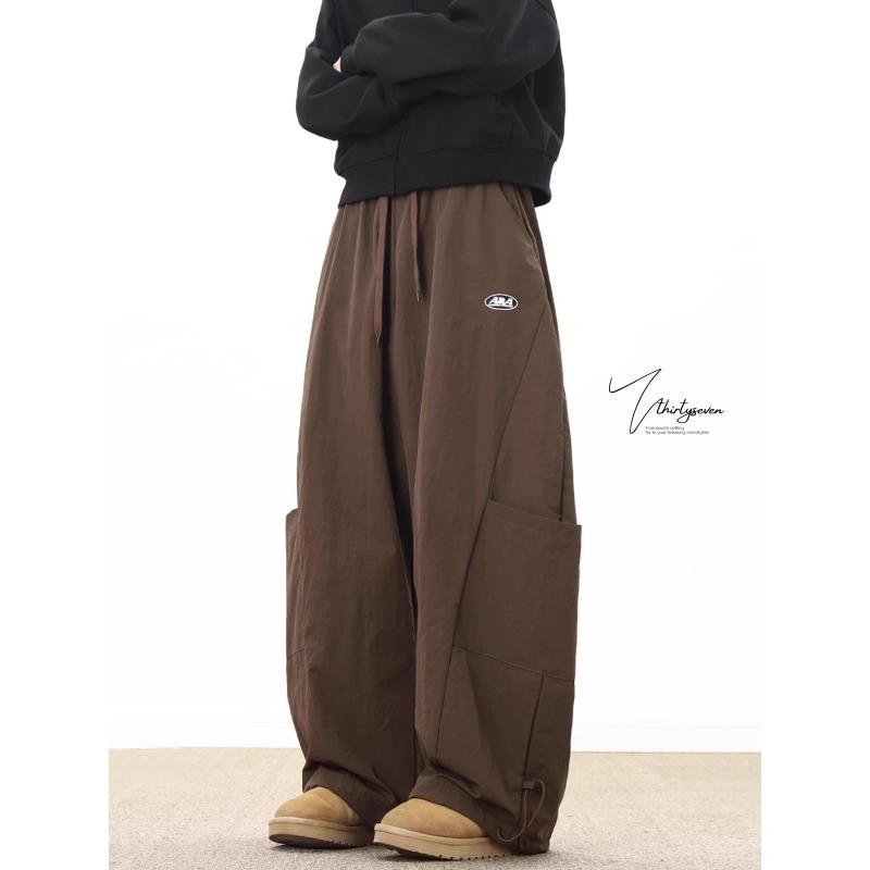 Pannofluxus กางเกงขายาวผู้ชาย แฟชั่น American high street หลวมสบายๆคุณภาพสูงสไตล์เป็นกลางกางเกง scimitar - รูปที่ 2