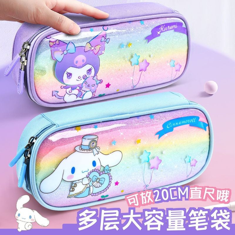 Kuromi ดินสอน่ารักความงาม Cinnamoroll ดินสอกรณี Melody สาว Sanrio เครื่องเขียนของขวัญโรงเรียนประถมศึกษา Barang Kancil เครื่องประดับ Pensil กล่อง Pensel สําหรับเด็กขนาดใหญ่ความจุ