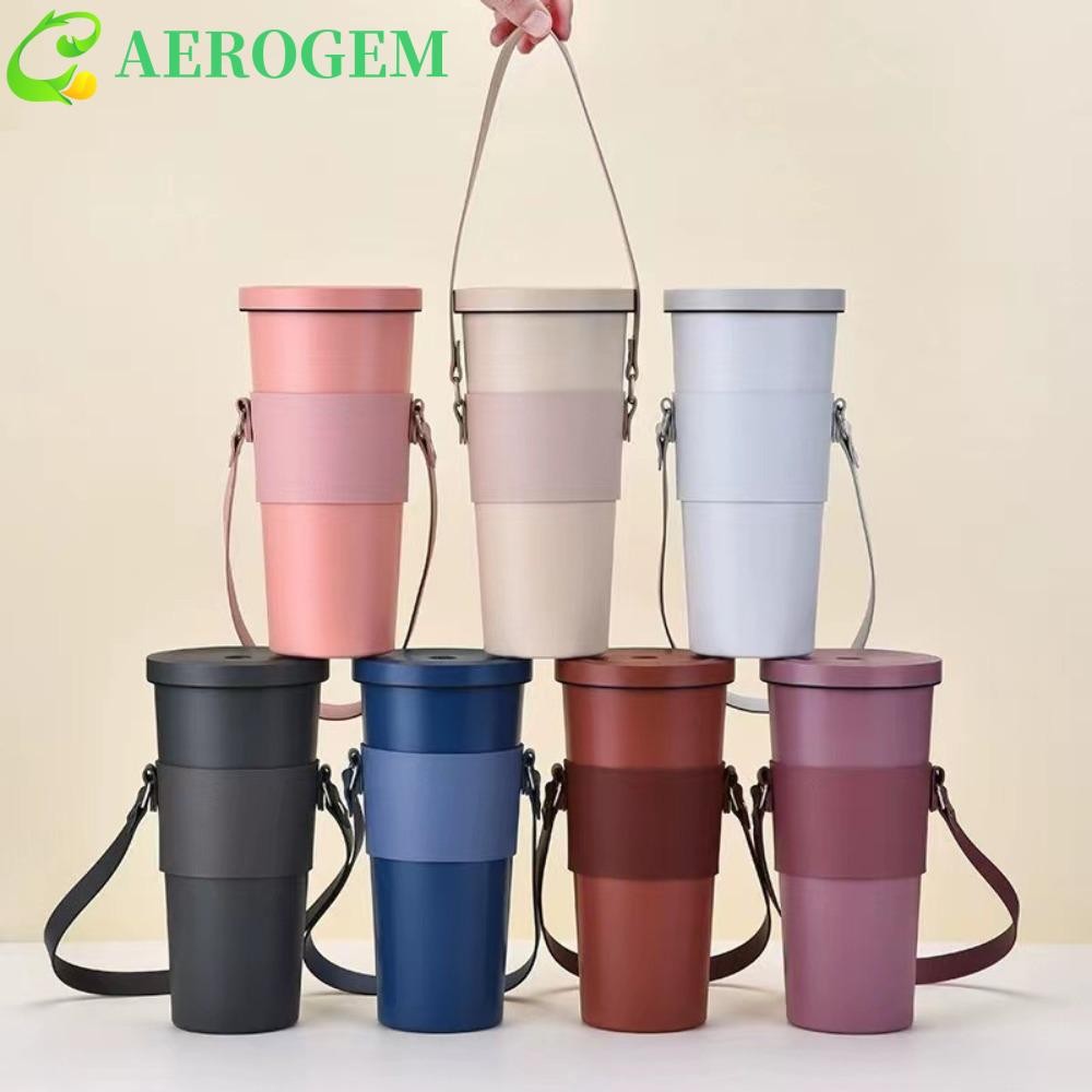 ที่วางแก้ว ห้องนักบิน,ที่วางขวดน้ําป้องกันน้ําร้อนลวกหนัง ปู่, ที่จับฟรีพร้อมสายคล้องไหล่ป้องกันขวดน้ําแขนช้อปปิ้ง