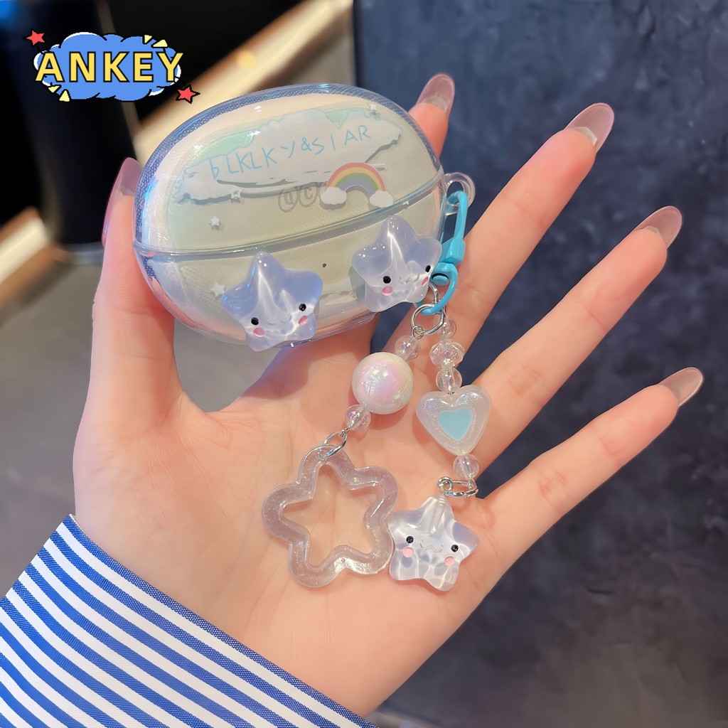 For QCY Crossky C30S C30 Transparent Earphone Silicone Case Earbuds Purple Butterfly Waterproof Shockproof Soft Protective Headphone Cover Headset Skin with Hook - รูปที่ 4