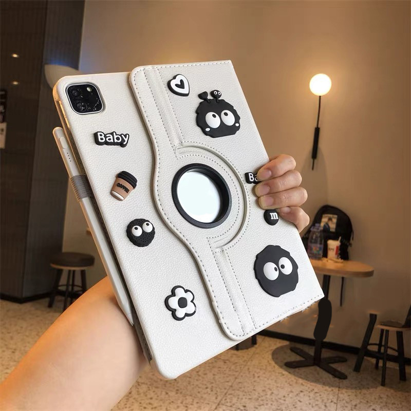 เคส ฝาพับ หมุนได้ 360° For Samsung Tab S6 lite Tab A7 lite A9 Plus A9Plus S10 S7 S8 S9 FE S9FE เคสหนัง ลายการ์ตูน น่ารัก