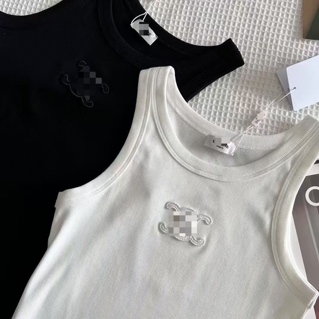 เสื้อกล้ามสายเดี่ยวลายปักลายเข้ารูปใส่แล้วดูผอมเพรียว