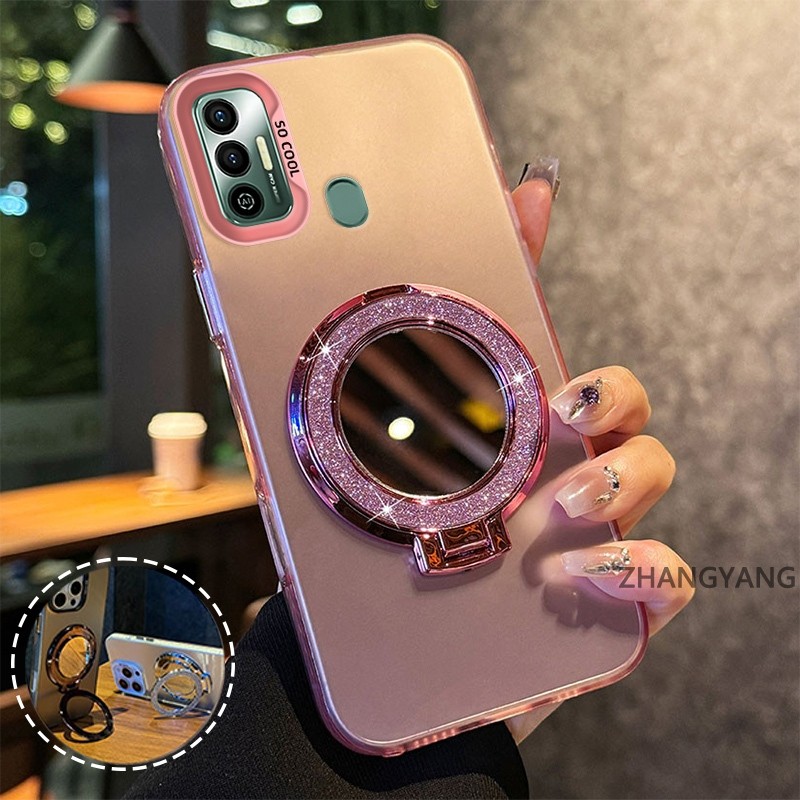 สําหรับ TECNO SPARK 7 SPARK 7T เคสใสหนาฝาครอบชุบซิลิโคน ShockProof เคสโทรศัพท์ CCCCA12