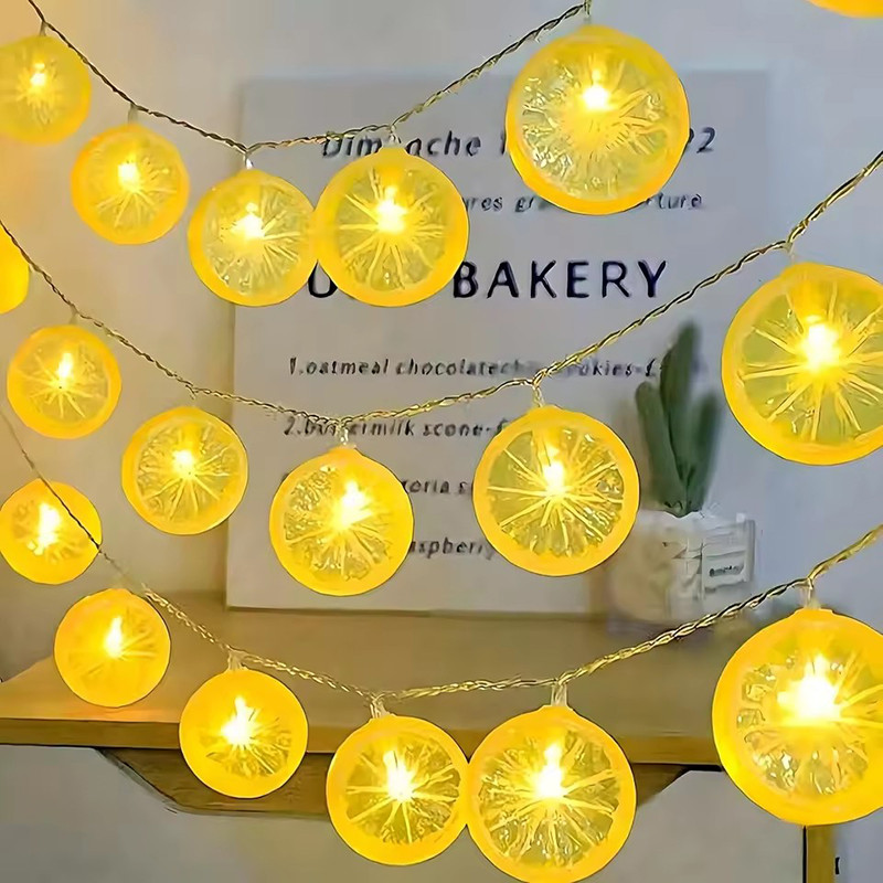 Creative Lemon Slice Shape LED String Light ตกแต่งห้องเด็ก Fairy โคมไฟ Holiday Party Ambient ไฟ