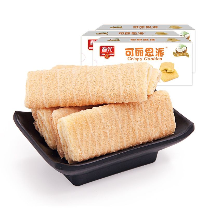 Chunguang Kelisi Pie 100g รสทุเรียนชนิดบรรจุกล่องรสมะพร้าวไหหลําพิเศษน้ําผลไม้แซนวิชบิสกิตของว่างสบา