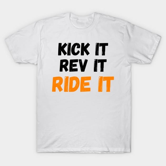 เสื้อยืด Vintage Kick it, Rev it, Ride it. Orange Dirt bike/motocross design T-Shirt แท้ Cotton