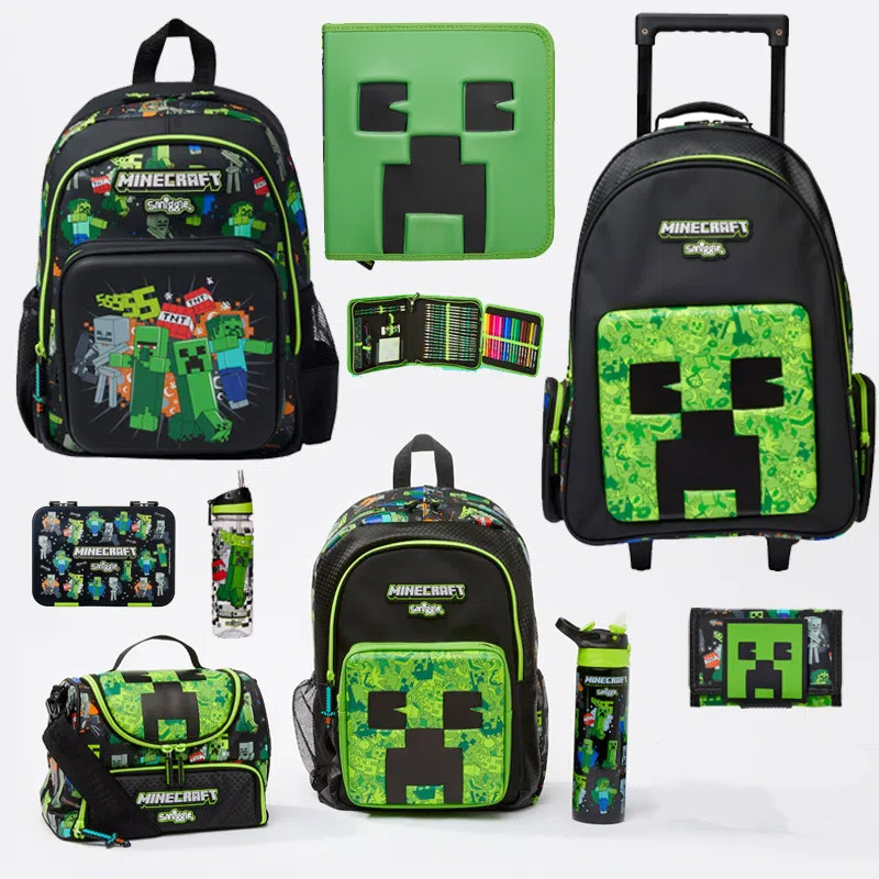 ออสเตรเลีย Minecraft กระเป๋านักเรียน Decompression กระเป๋าใส่ข้าวกลางวันแบบสบาย ๆ ชุดขวดน้ํา