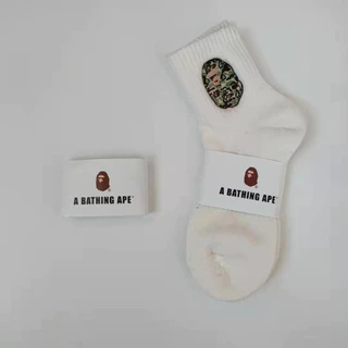 ใหม่ BAPE ape head ถุงเท้ากีฬาผ้าฝ้ายปักหนักระดับไฮเอนด์แฟชั่นผู้ชายและผู้หญิง