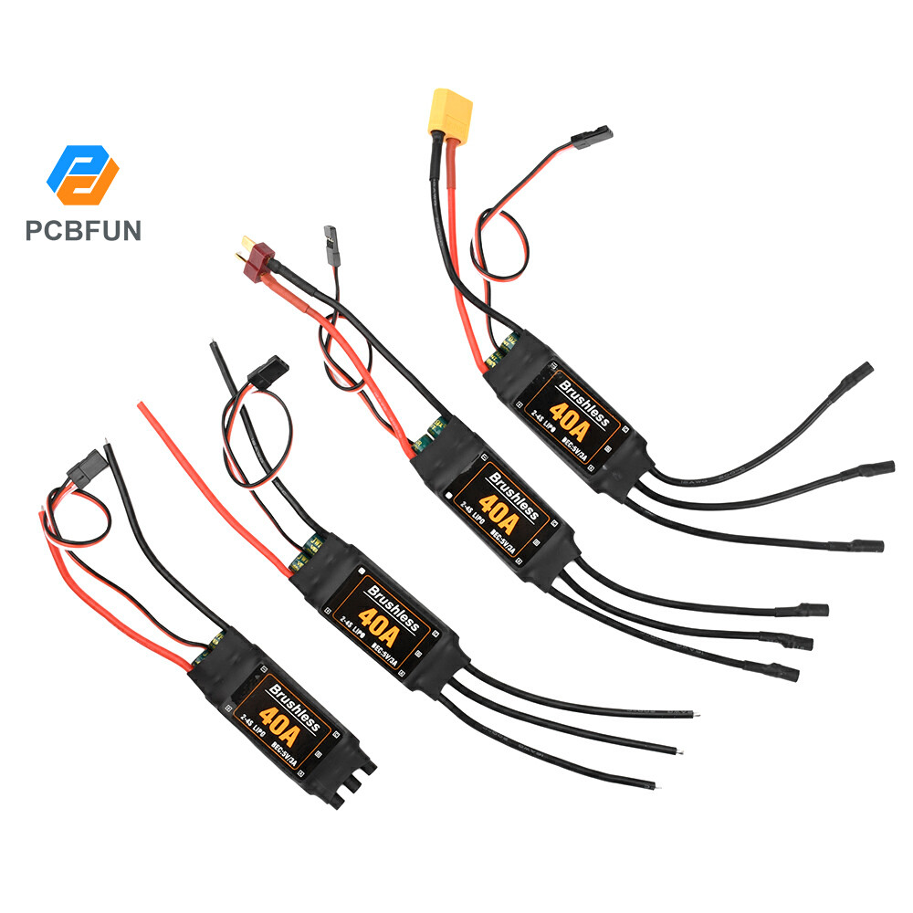 Pcbfun 40A ESC แบบไม่มีแปรง ESC 2-4S พร้อม 5V3A UBEC สําหรับ RC FPV Quadcopter ปีกคงที่ Aeromodellin