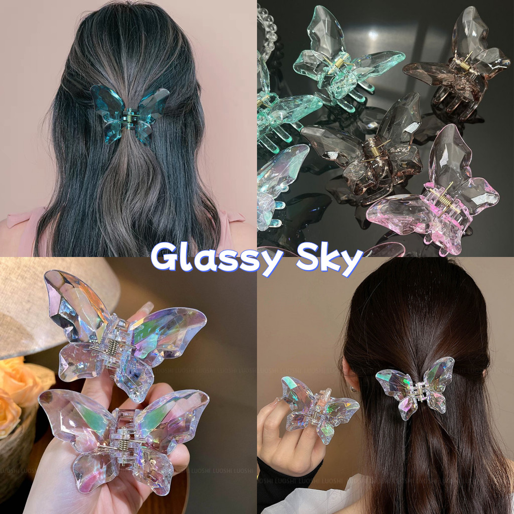 Glassy Sky💖พร้อมส่ง💖 กิ๊บติดผมผีเสื้อ กิ๊บติดผมคริสตัลนางเงือกประณีต แฟชั่น (VO-7)