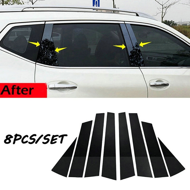 8 ชิ้นรถหน้าต่างประตูคอลัมน์ BC เสาโพสต์ฝาครอบสําหรับ Nissan X-Trail T32 Rogue T32 2014-2020 สติกเกอร์ตกแต่ง