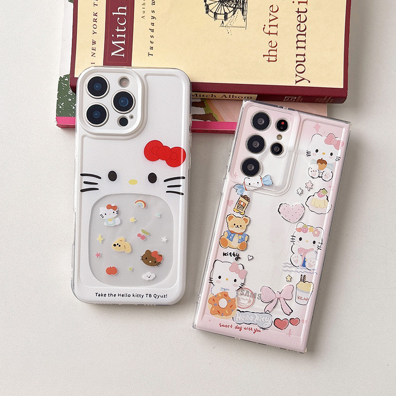 Kitty Cat Photo Holderเคสโทรศัพท์สําหรับOPPO Reno 11F 12F 13 13F 12 Pro 11 10 Pro 8T 8 7z 8z 5 7 5Gน