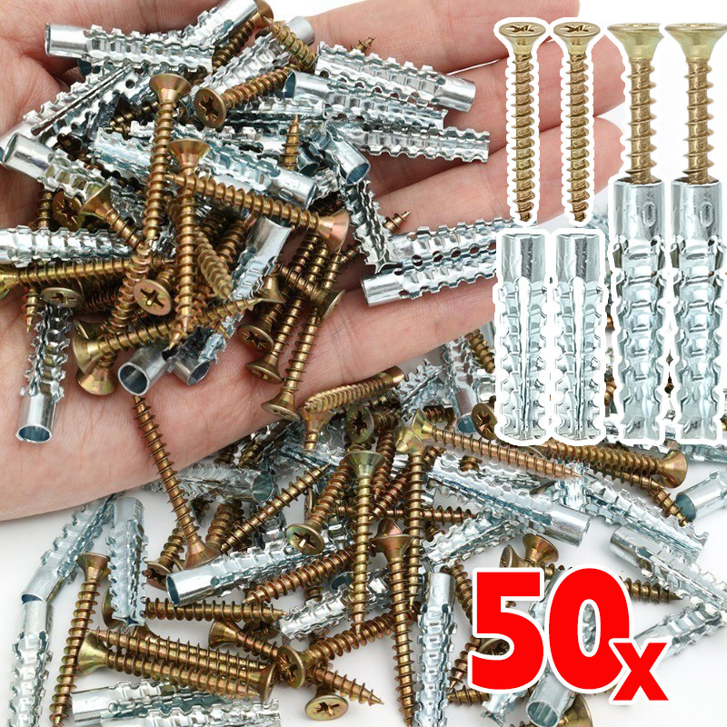 10/30/50Sets สกรูขยายหยัก - Heavy Duty Self Tapping Wall Anchor Fasteners