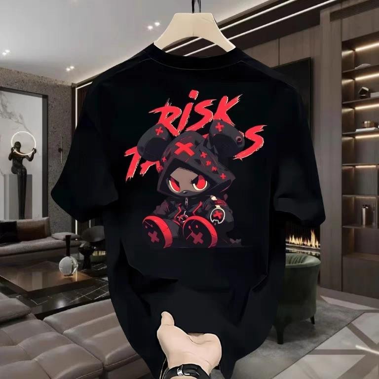 UT shop🔥เสื้อยืดOversize ผู้ชาย เสื้อ''RISK BEAR''t shirt cotton100%คอกลม เสื้อผู้ชาย ผ้าฝ้าย ไม่ต้องรีด แฟชั่น แขนสั้น