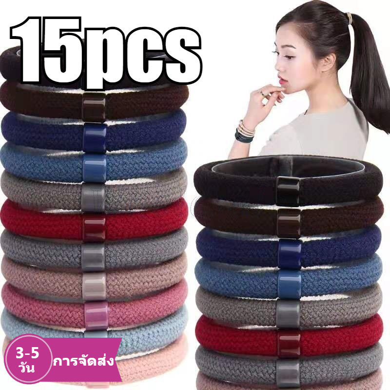 [3-5 วันมาถึง]แหวนผมปุยผู้หญิง 15 ชิ้น 5 ซม | เชือกมัดผมแบบยืดหยุ่นสําหรับของใช้ประจําวันยางรัดผมสไตล์เกาหลีสําหรับชุดแฟชั่น/โรงเรียน/ปาร์ตี้