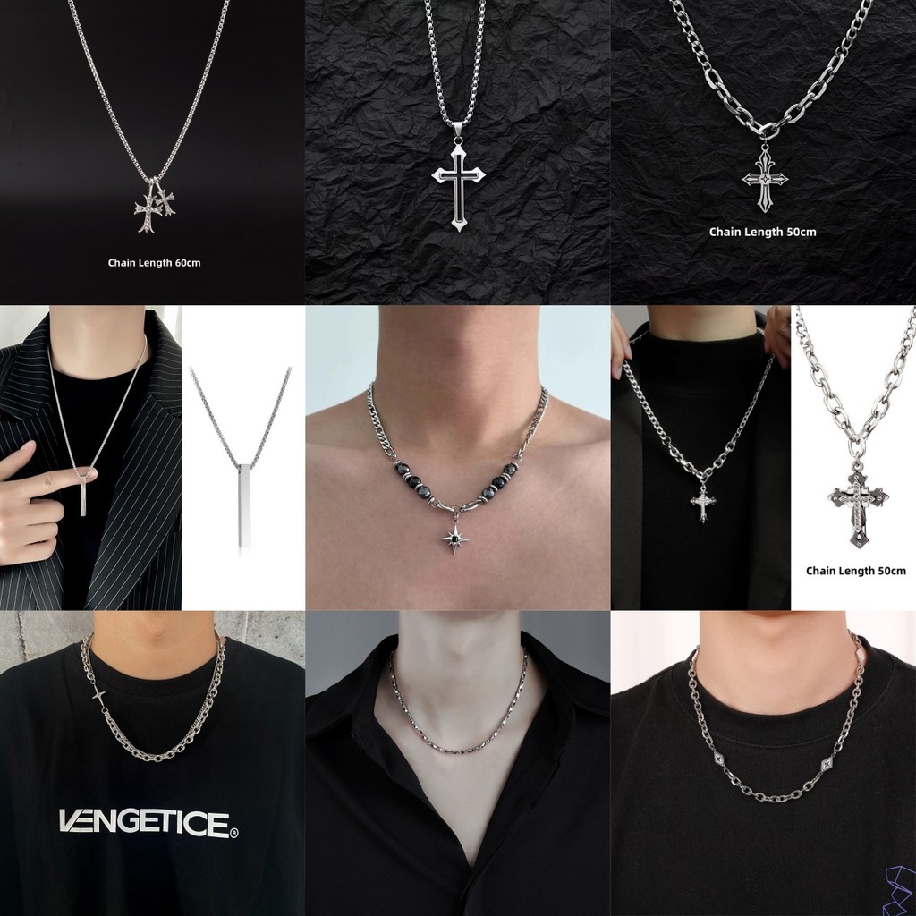 Non Tarnish สแตนเลสผู้ชายสร้อยคอสําหรับชาย Cuba Chain สร้อยคอจี้แหวนเงินยาวสแตนเลสสร้อยคอสําหรับผู้ช