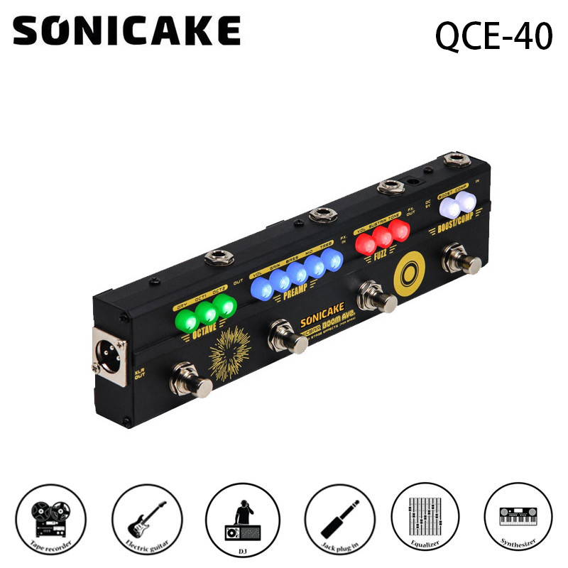 SONICAKE Boom Ave Bass Effects Pedals Multi Effect Preamp Compressor Boost Fuzz Octave Multi Effects