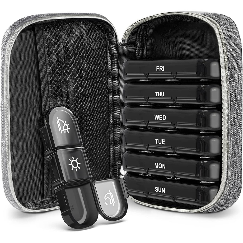 Pill Storage Box, 3 Times A Day, Weekly Am Pm Pill Box, Large Capacity 7-Day Pill Box 770