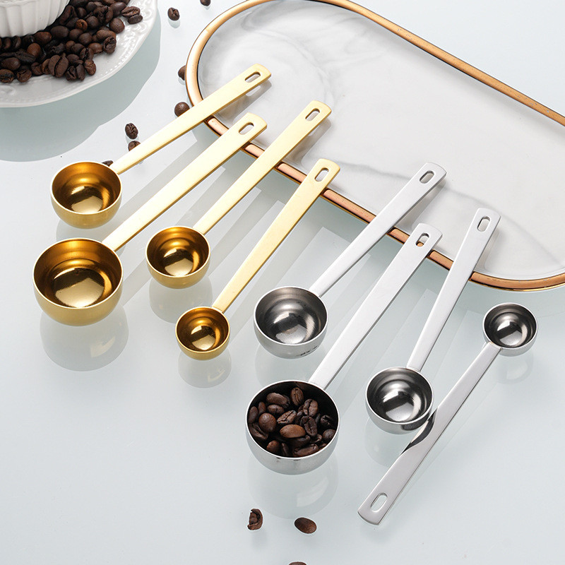 OUKEAI 304 ช้อนตวงสแตนเลส 5ml ~ 30ml ครัวเบเกอรี่ช้อนปรุงรสกาแฟนมถั่วเหลืองผงช้อนตวง