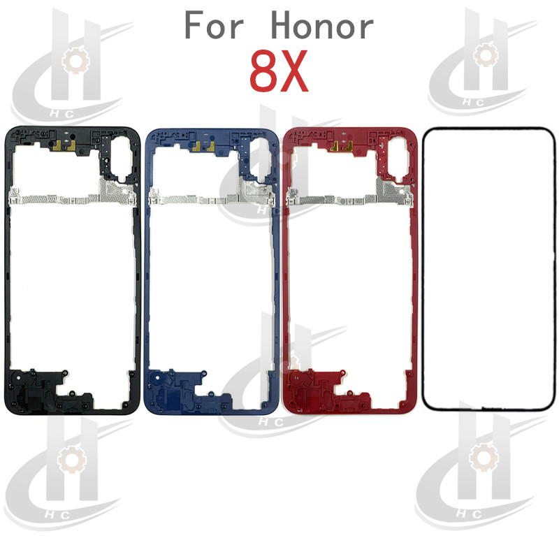 ด้านหน้าฝากลางด้านหลังกรอบแผ่นสําหรับ Huawei Honor 8X ที่อยู่อาศัย Faceplate รองรับ LCD