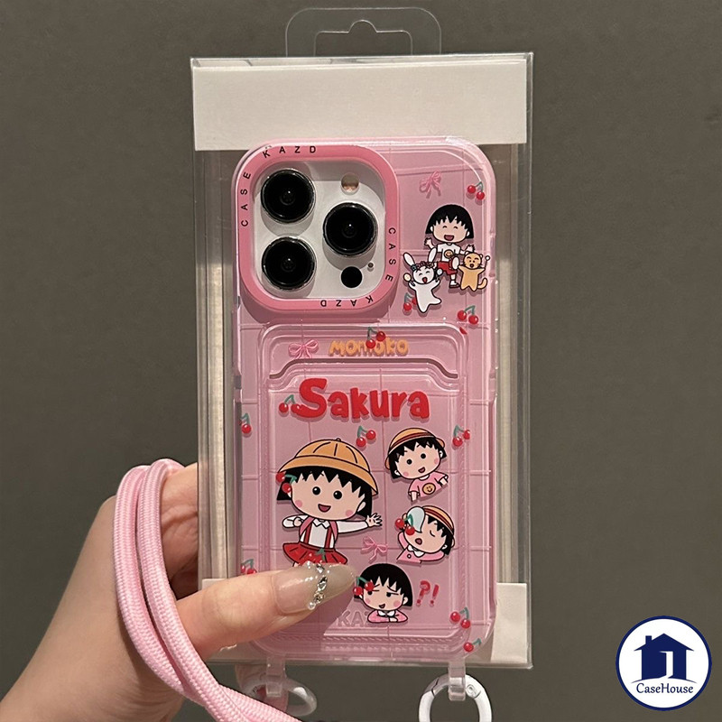 เคสนิ่มใส่บัตรลาย Chi-bi Maruko สุดน่ารัก เข้ากันได้กับ IPhone 11 15 13 16 14 12 Pro Max XR 7 8 16 Plus X 12 15 Pro XS