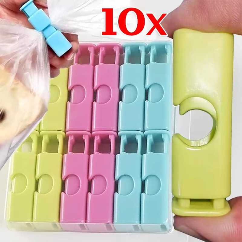 10 ชิ้นถุงเก็บอาหารแบบใช้ซ้ําได้คลิปปิดผนึก - ที่หนีบสปริงพลาสติกสําหรับจัดขนม