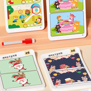 GeeToy เกมไพ่หาความแตกต่าง ของเล่นปริศนาฝึกสมาธิและพัฒนาสติปัญญาสำหรับเด็ก สามารถลบได้
