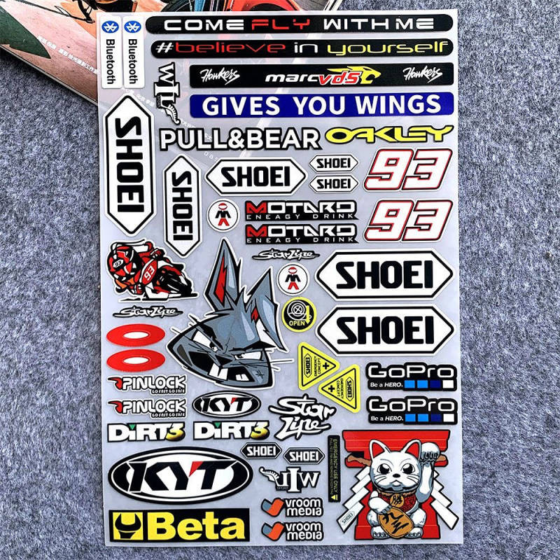 【Ready Stock】 AGV Shoei Helmet Sticker Waterproof Reflective Motorcycle Change Decoration LS2 Prints