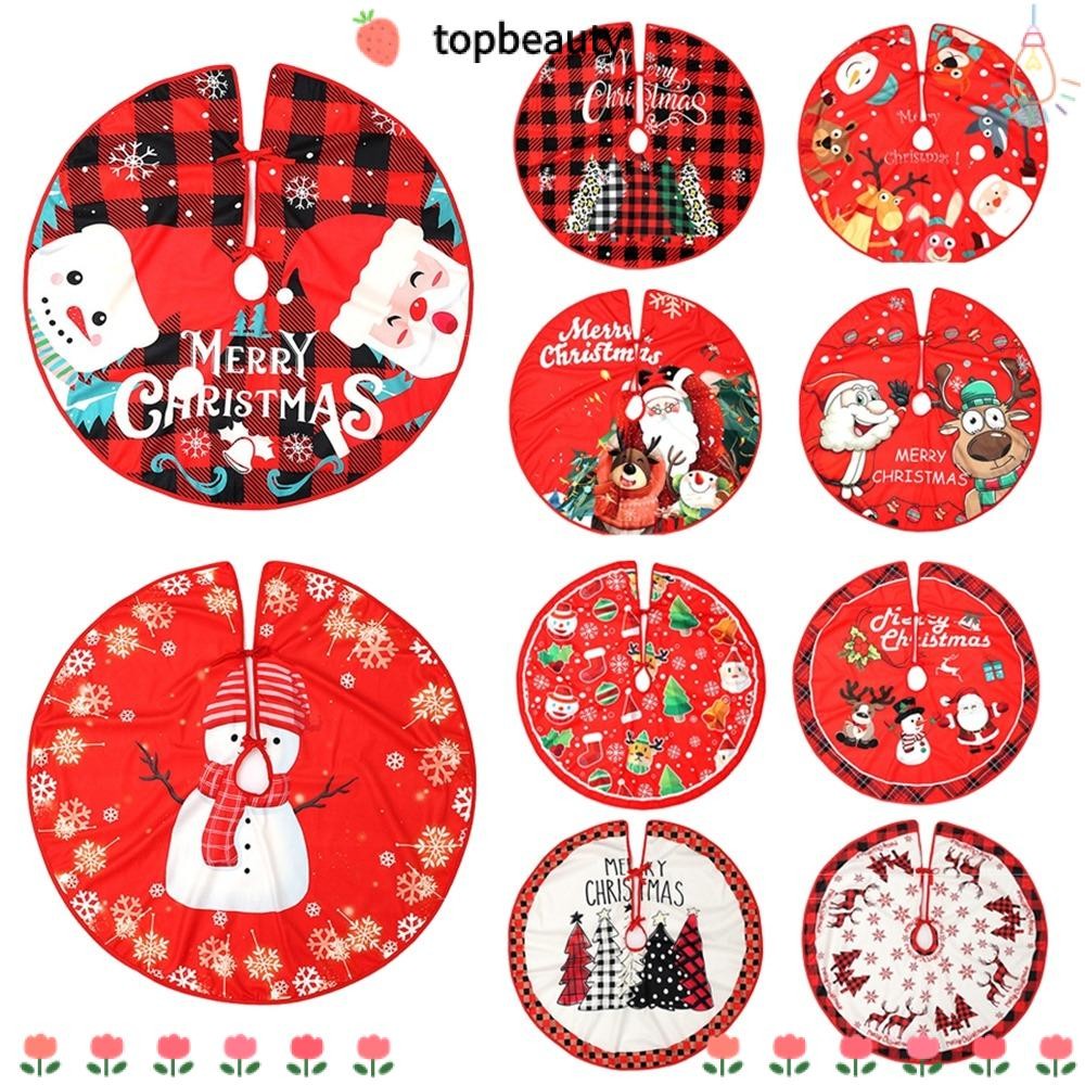 Topbeauty กระโปรงต้นคริสต์มาส, Party Decor Merry Christmas พรมพรมปูพื้น, Snowman Santa Elk Happy Year Home Supplies ผ้าห่มกลางแจ้งคริสต์มาส