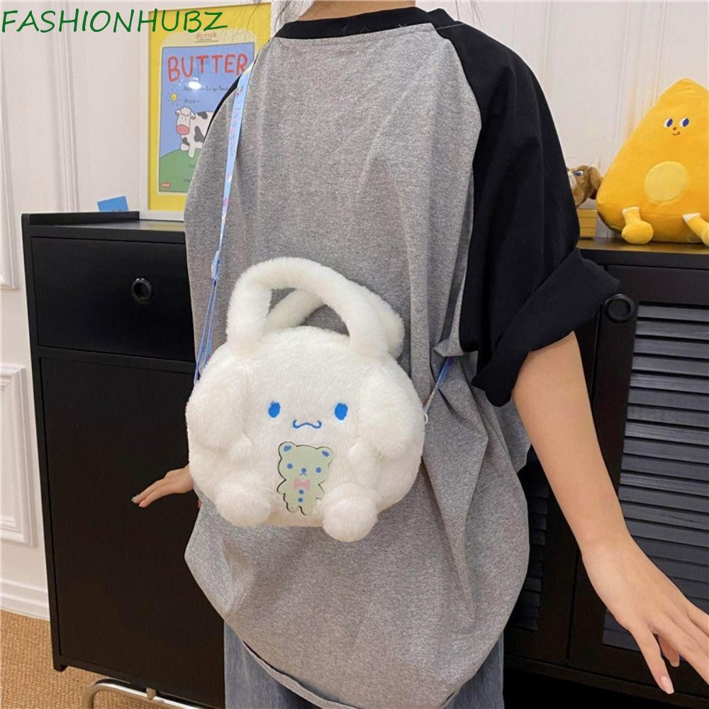 Fashionhubz Plush Crossbody Bag, KT Cat Pompompurin Cinnamoroll กระเป๋าถือ, ชามหวานสไตล์เกาหลี Melod