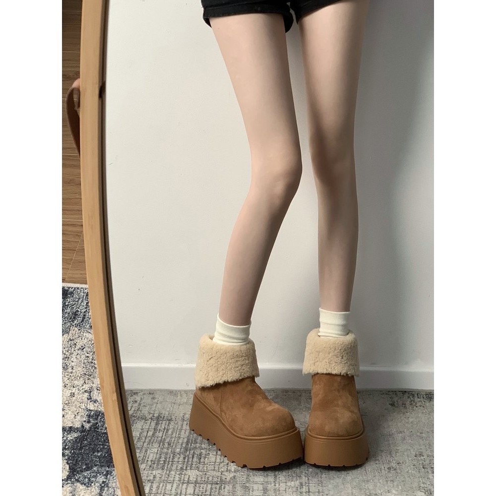 รองเท้าบูทสั้นผู้หญิงพื้นหนารอบนิ้วเท้าด้านหลังซิปรองเท้าผู้หญิงยาง - รูปที่ 2