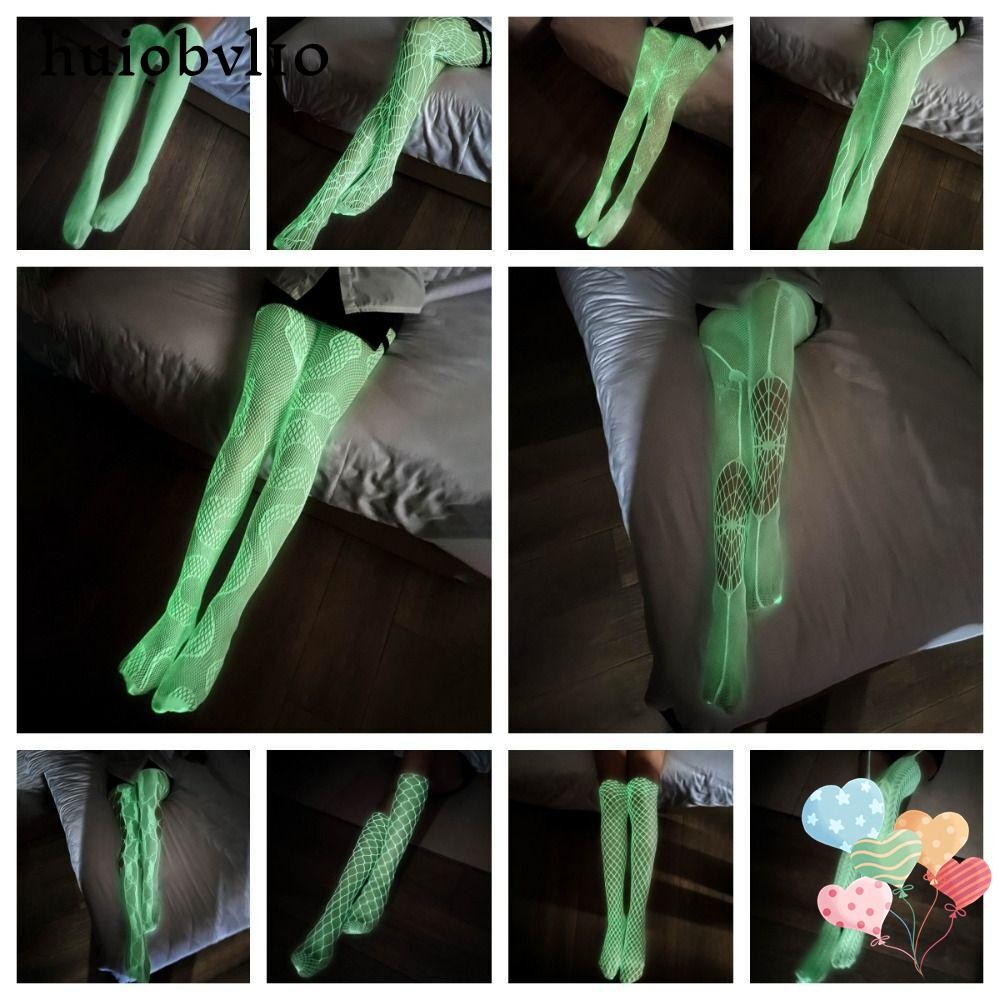 Huiobvl10 ถุงน่องตาข่าย, ตาข่ายเรืองแสงในถุงน่องตาข่ายสีเข้ม, ถุงน่องกลวงออกปาร์ตี้คลับเรืองแสง