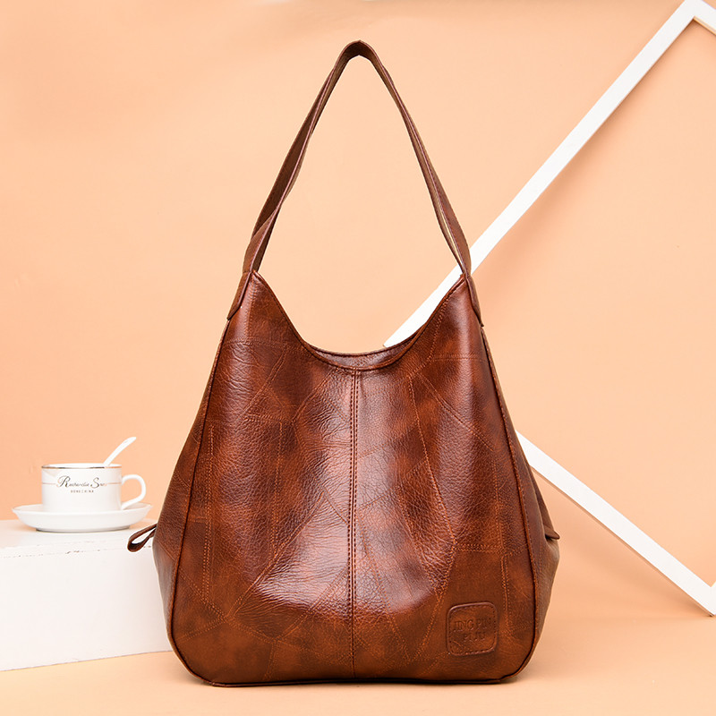 Simple Retro Ladies Tote Bag แฟชั่นกระเป๋าสะพายความจุขนาดใหญ่หลายชั้นกระเป๋าสะพาย Messenger