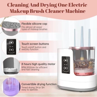 BUBBZO ล้างแปรงแต่งหน้าและอบผ้า, USB Electric 3 IN 1 Makeup Brush Cleaner| อัตโนมัติแบบพกพาพร้อมเครื่องเป่า-ที่ยึด แปรงเครื่องสําอางทําความสะอาดเครื่องมือสําหรับแปรงแต่งหน้าทั้งหมดประเภท