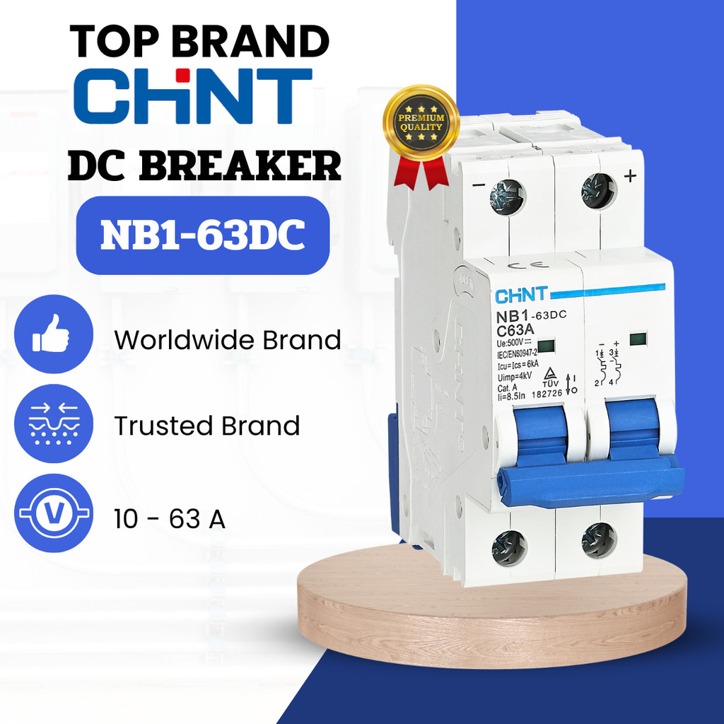 CHiNT DC เบรกเกอร์ NB1-63Dc Breaker 2P PV โซล่าเซลล์10A 16A 20A 32A 40A 50A 63A ของแท้